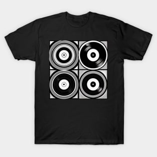 Vinyl Records Black and White Vintage Music Cover T-Shirt